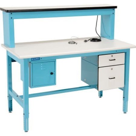 PRO LINE Global Industrial„¢ Bench-In-A-Box Technical Workbench, ESD Laminate Top, 60"Wx30"D, Blue BIB12